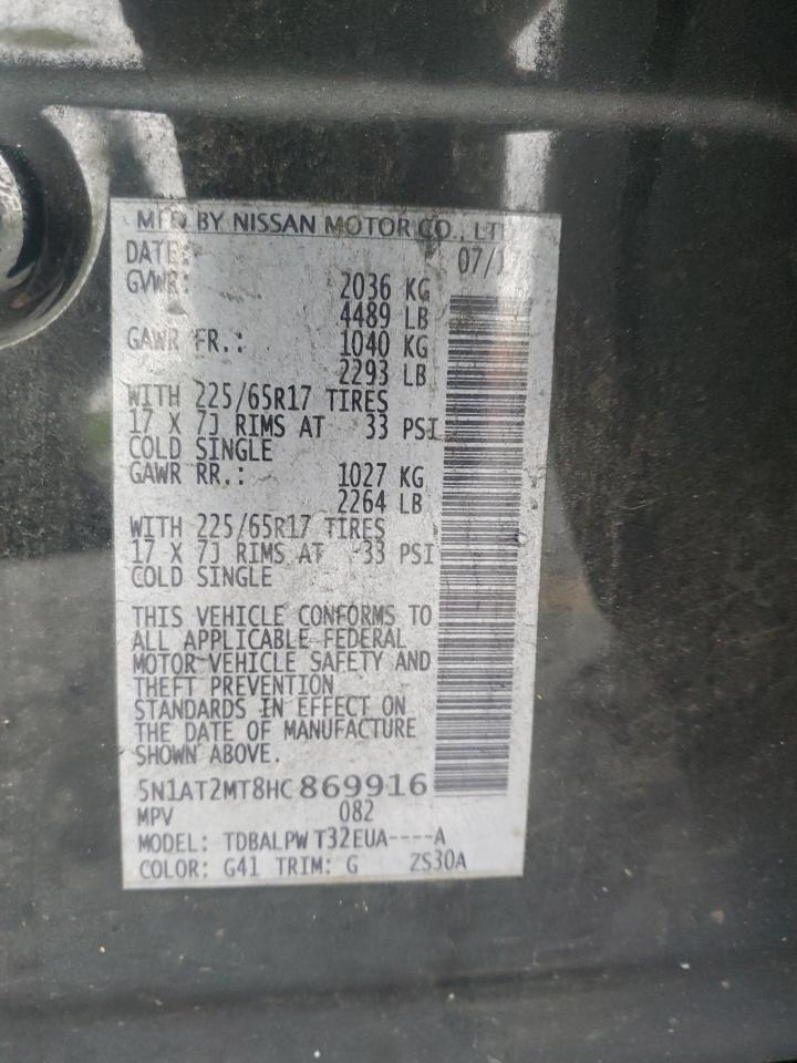 5N1AT2MT8HC869916 NISSAN ROGUE 2017