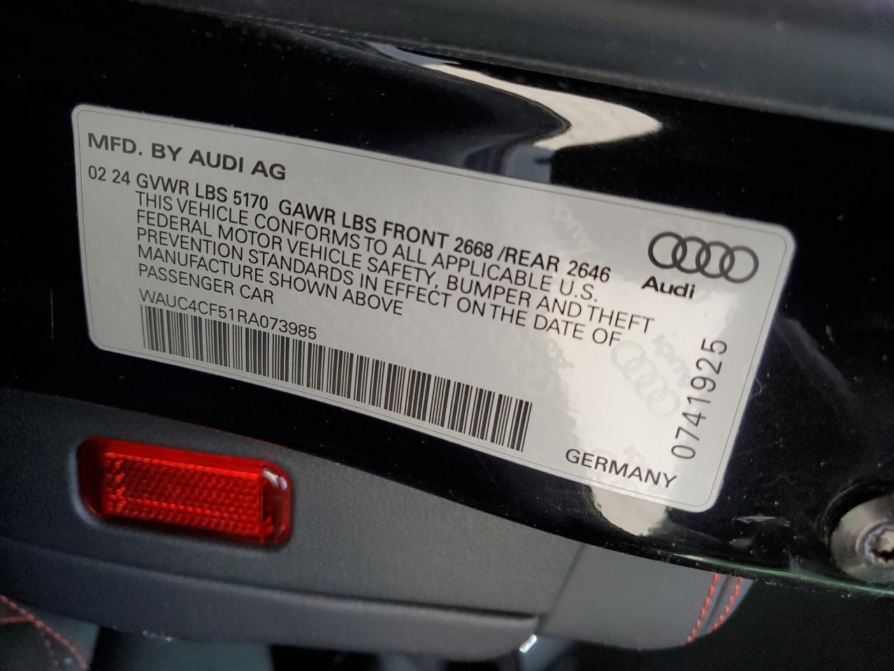 2024 Audi S5 Premium Plus VIN: WAUC4CF51RA073985 Lot: 53678985