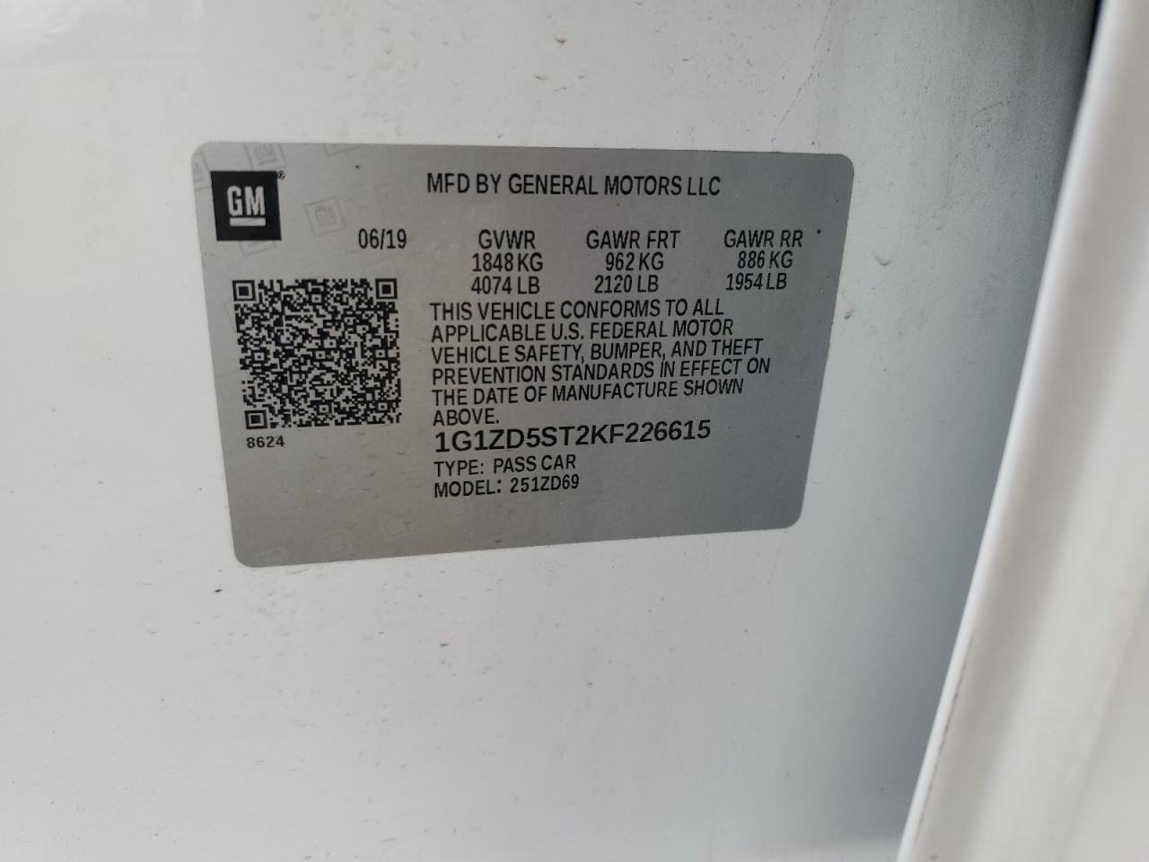 1G1ZD5ST2KF226615 CHEVROLET MALIBU 2019
