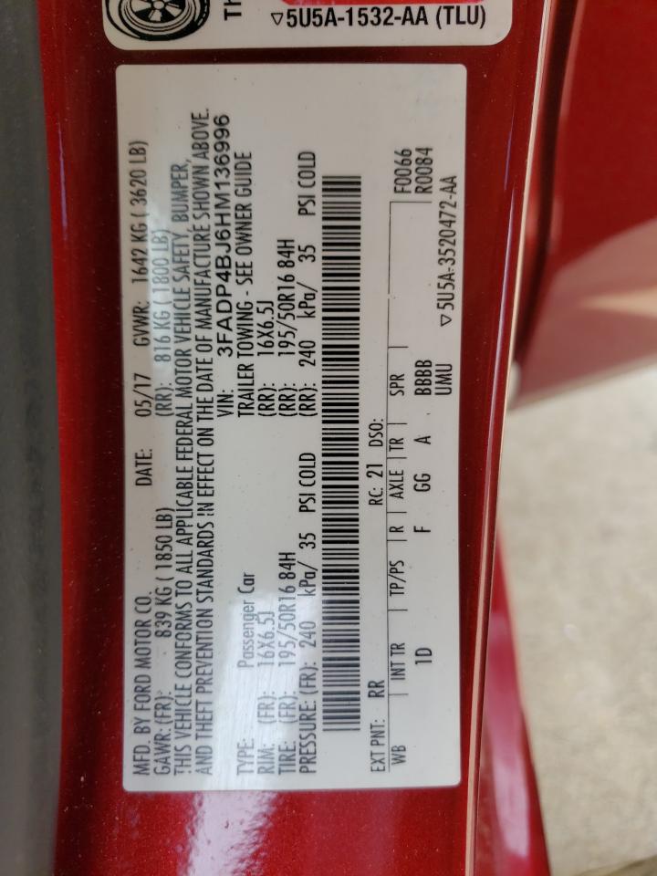 2017 Ford Fiesta Se VIN: 3FADP4BJ6HM136996 Lot: 52689785