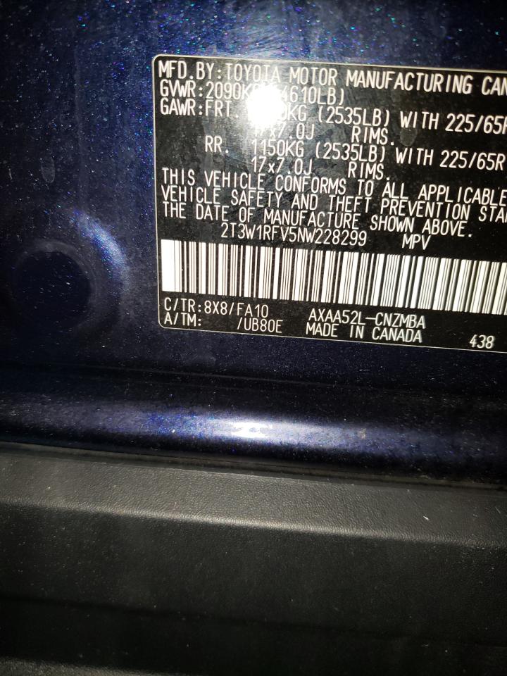 2022 Toyota Rav4 Xle VIN: 2T3W1RFV5NW228299 Lot: 54980275