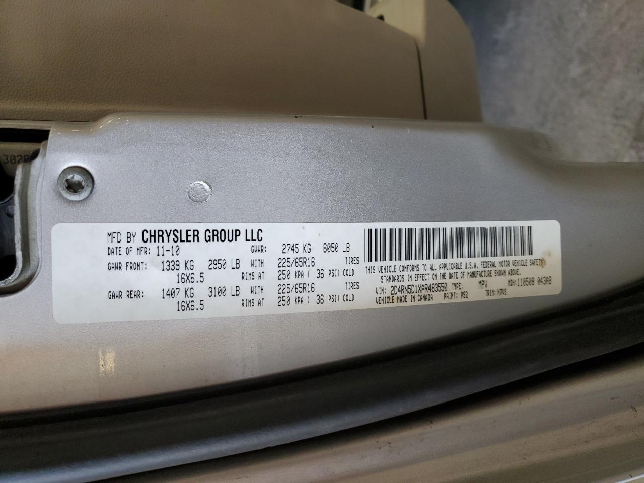 2010 Dodge Grand Caravan Sxt VIN: 2D4RN5D1XAR483550 Lot: 53776435