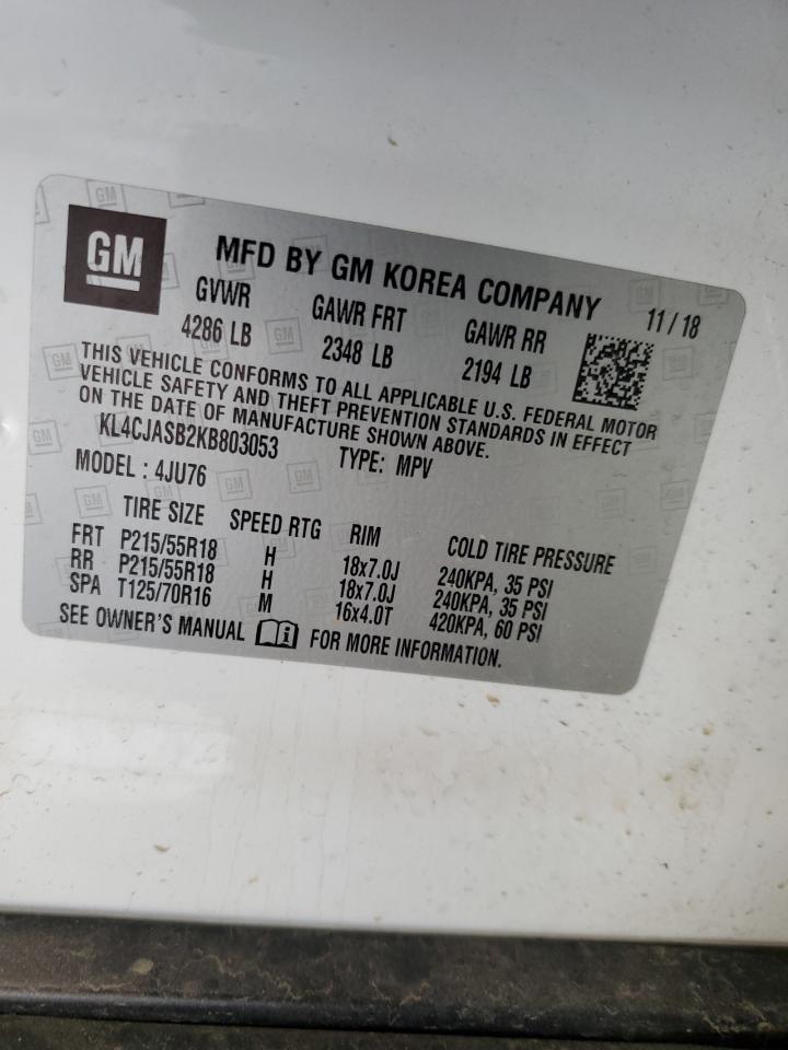 2019 Buick Encore Preferred VIN: KL4CJASB2KB803053 Lot: 53125785