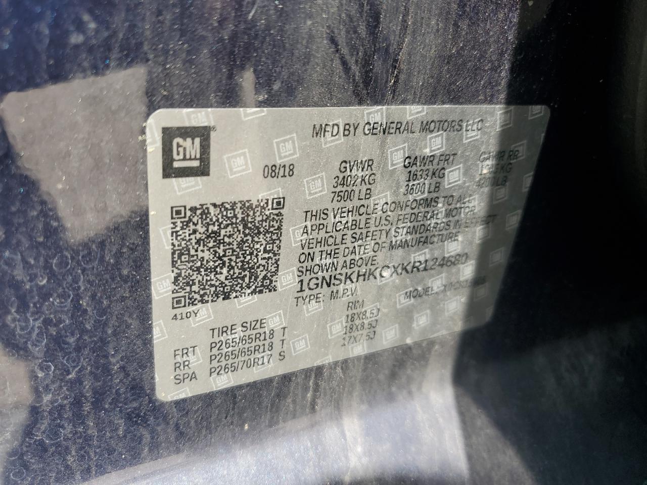 1GNSKHKCXKR124680 CHEVROLET SUBURBAN 2019