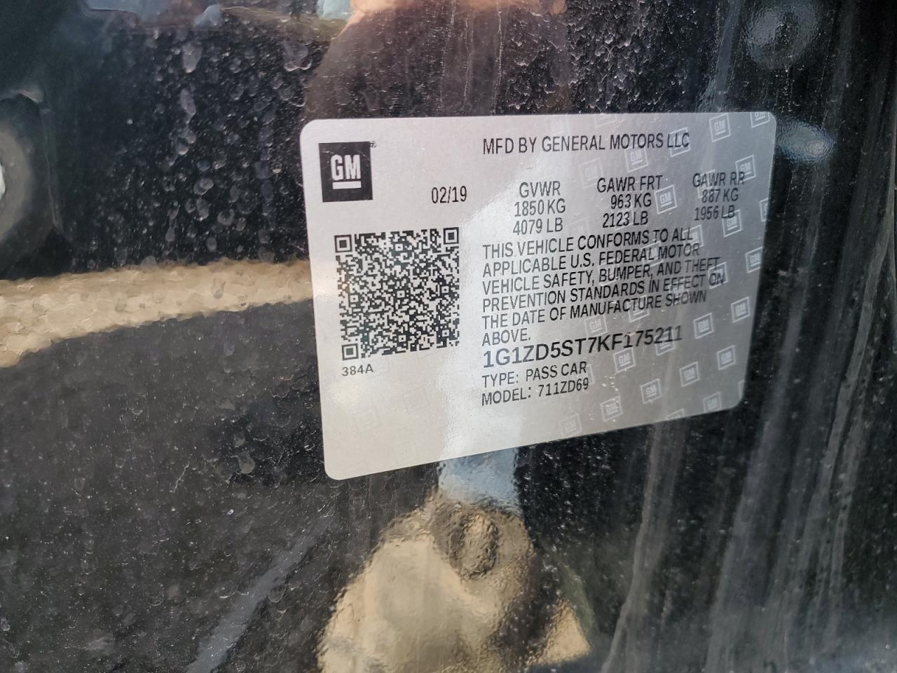 1G1ZD5ST7KF175211 CHEVROLET MALIBU 2019