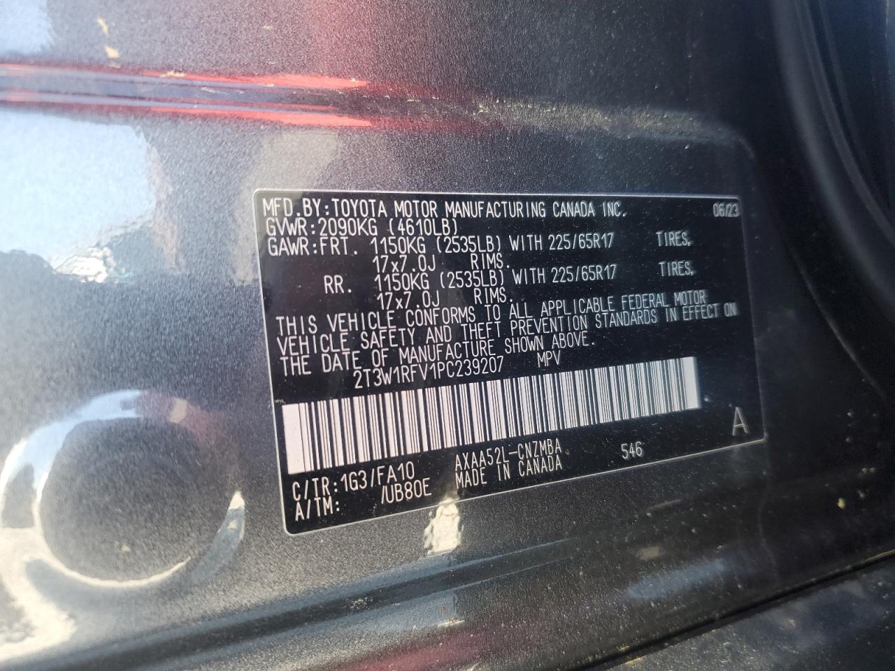 2T3W1RFV1PC239207 TOYOTA RAV4 2023