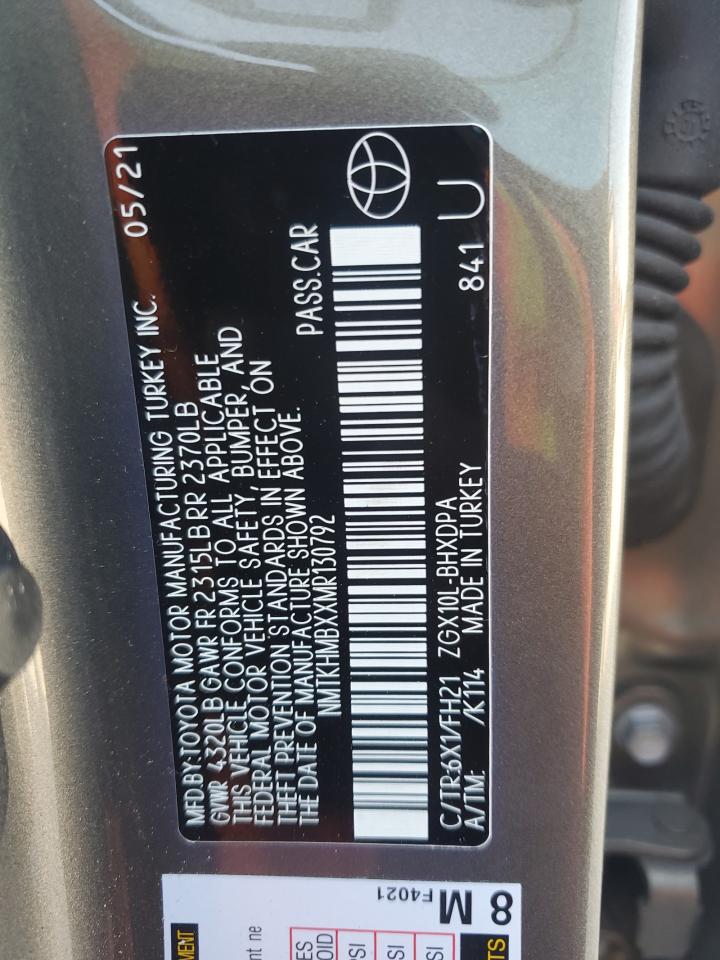 2021 Toyota C-Hr Xle VIN: NMTKHMBXXMR130792 Lot: 54854625