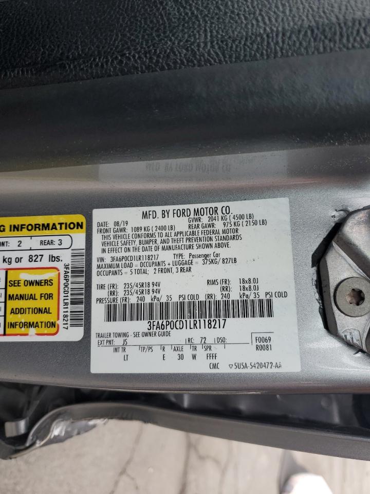 3FA6P0CD1LR118217 FORD FUSION 2020