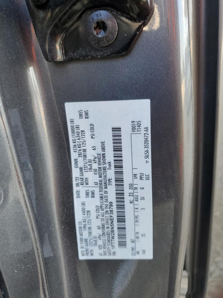 2022 Ford F250 Super Duty VIN: 1FT7W2BN5NEF38799 Lot: 54130245