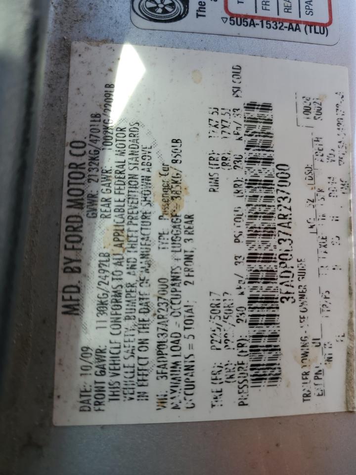 2010 Ford Fusion Hybrid VIN: 3FADP0L37AR237000 Lot: 65079485