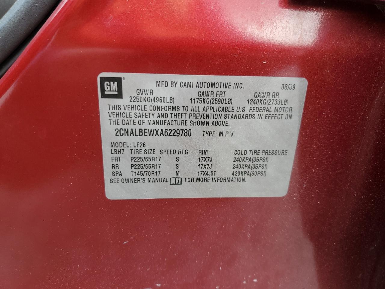 2010 Chevrolet Equinox Ls VIN: 2CNALBEWXA6229780 Lot: 53994455