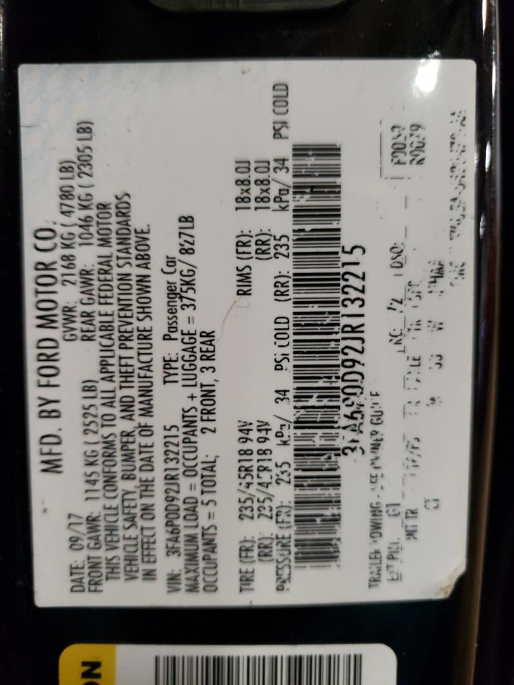 3FA6P0D92JR132215 FORD FUSION 2018