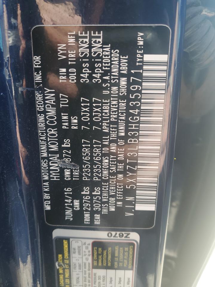 2017 Hyundai Santa Fe Sport VIN: 5XYZT3LB3HG435971 Lot: 54006365