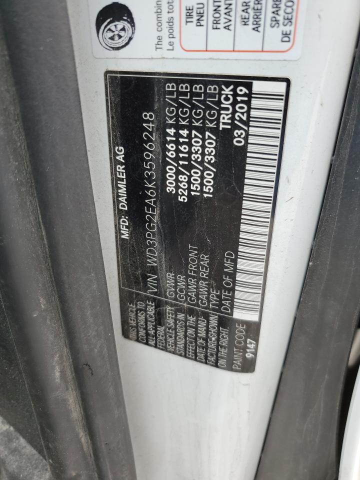 2019 Mercedes-Benz Metris VIN: WD3PG2EA6K3596248 Lot: 54395145