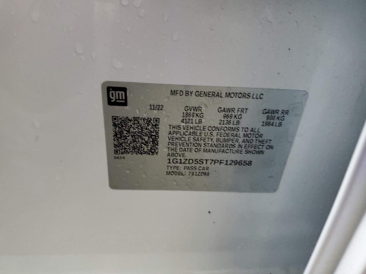 1G1ZD5ST7PF129658 CHEVROLET MALIBU 2023