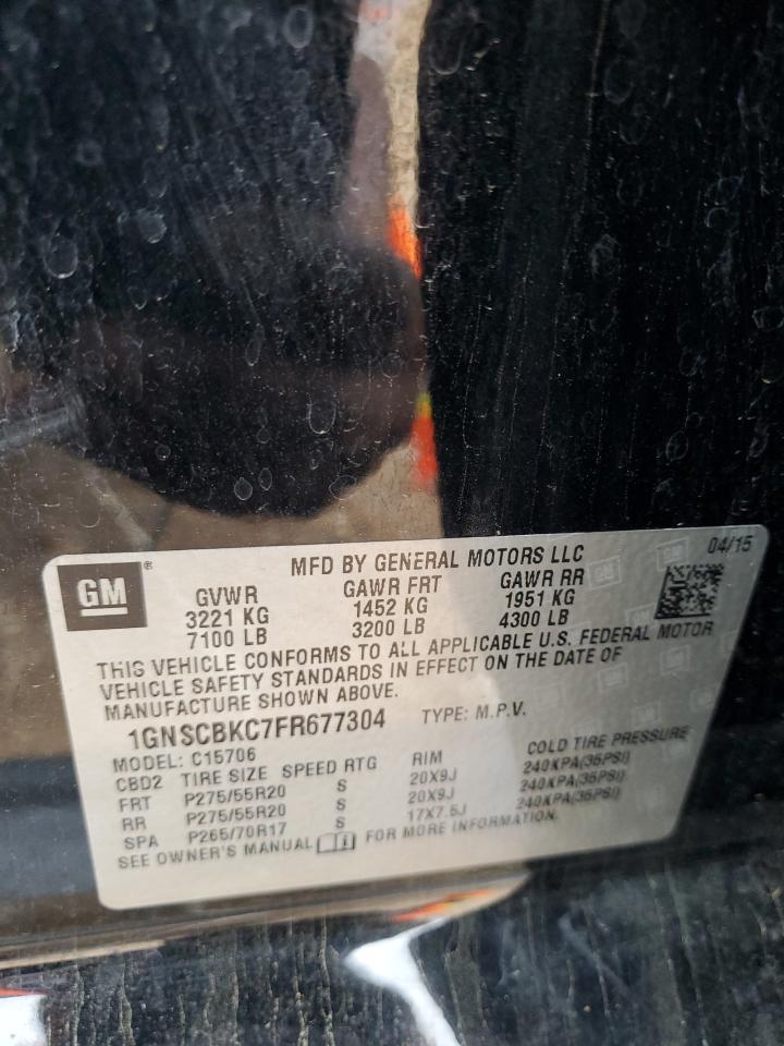 2015 Chevrolet Tahoe C1500 Lt VIN: 1GNSCBKC7FR677304 Lot: 52237755