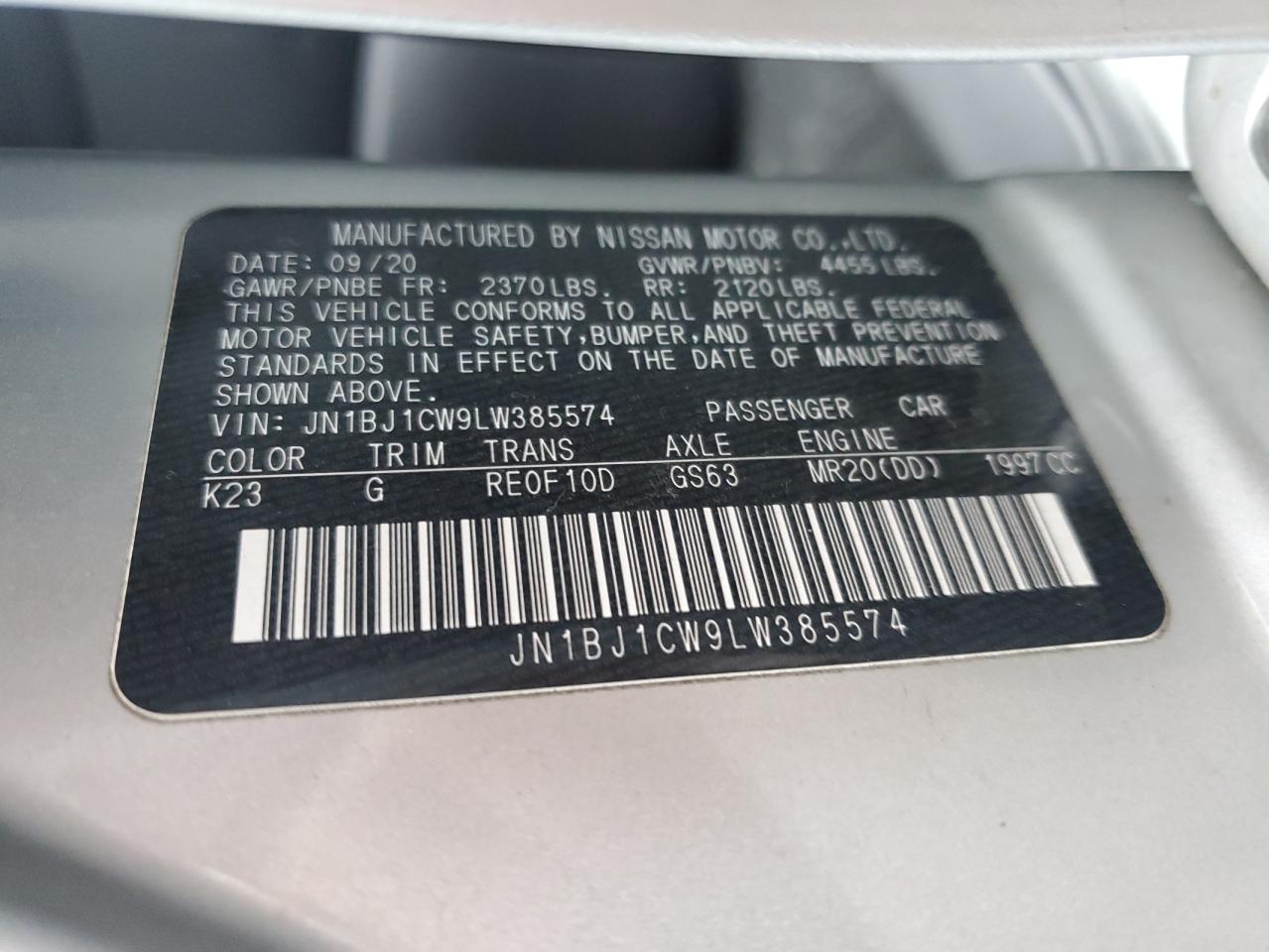 JN1BJ1CW9LW385574 NISSAN ROGUE 2020