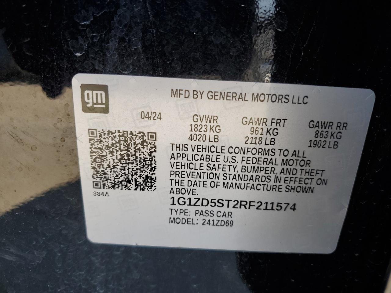 1G1ZD5ST2RF211574 CHEVROLET MALIBU 2024