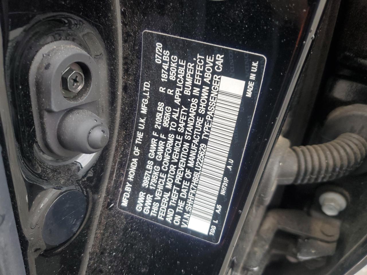 SHHFK7H66LU225629 HONDA CIVIC 2020