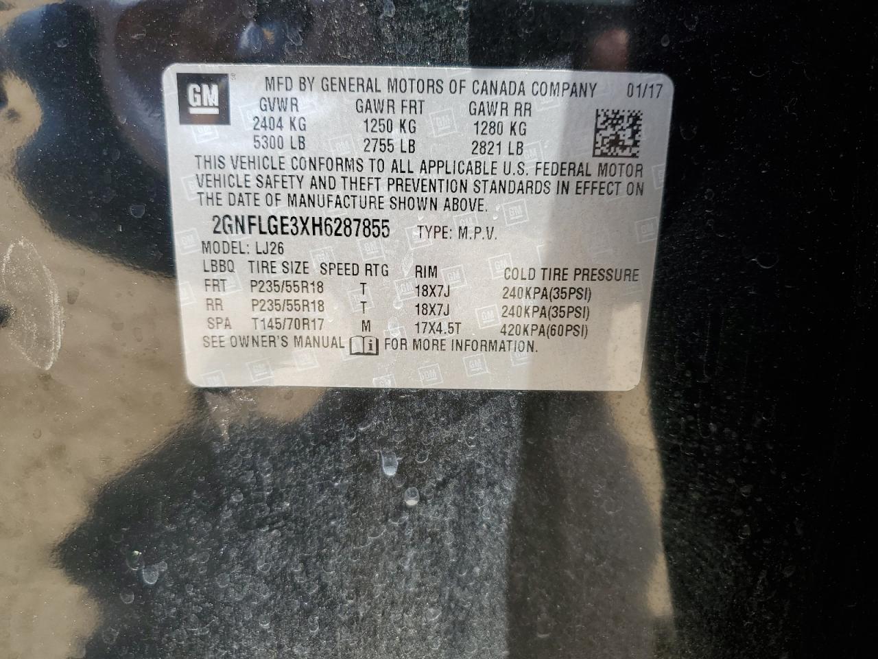 2GNFLGE3XH6287855 CHEVROLET EQUINOX 2017