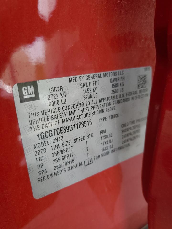 1GCGTCE39G1188516 CHEVROLET COLORADO 2016