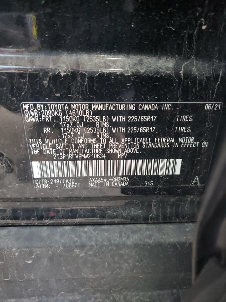 2021 Toyota Rav4 Xle VIN: 2T3P1RFV9MW210634 Lot: 55018325