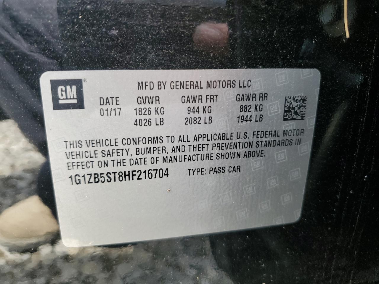 1G1ZB5ST8HF216704 CHEVROLET MALIBU 2017