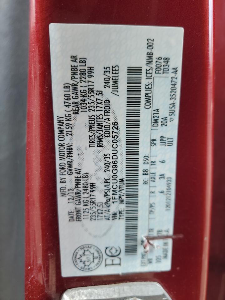 2013 Ford Escape Se VIN: 1FMCU0G96DUC05726 Lot: 51086105