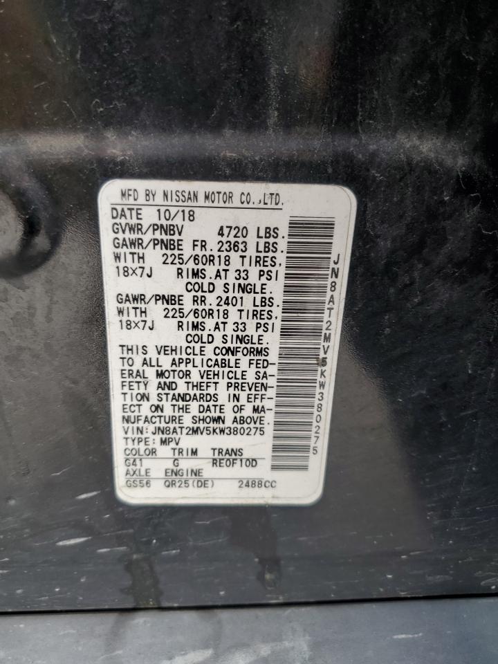 JN8AT2MV5KW380275 NISSAN ROGUE 2019