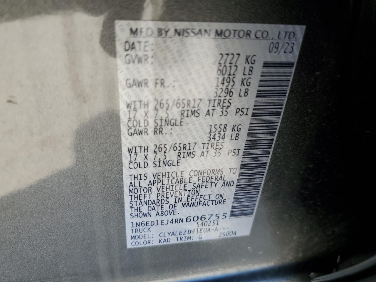 1N6ED1EJ4RN606755 NISSAN FRONTIER 2024