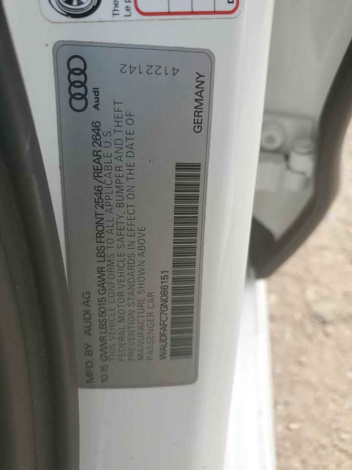 2016 Audi A6 Premium Plus VIN: WAUDFAFC7GN086151 Lot: 54938195