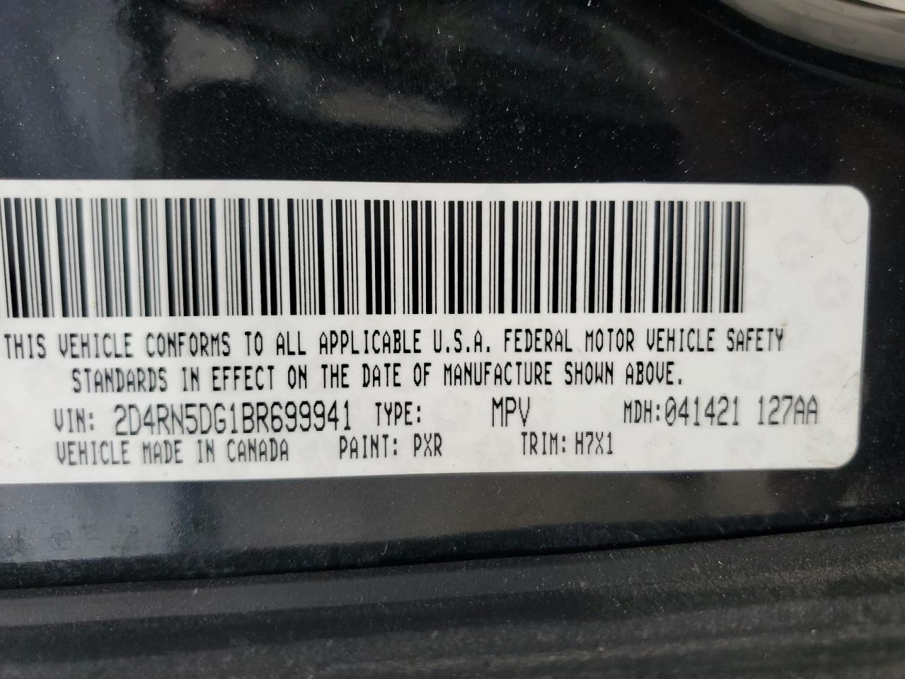 2011 Dodge Grand Caravan Crew VIN: 2D4RN5DG1BR699941 Lot: 51280905