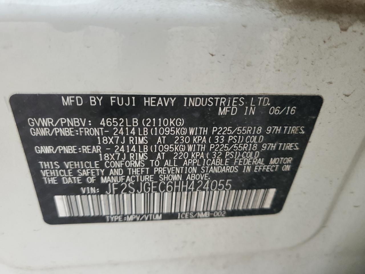 2017 Subaru Forester 2.0Xt Premium VIN: JF2SJGEC6HH424055 Lot: 53584575
