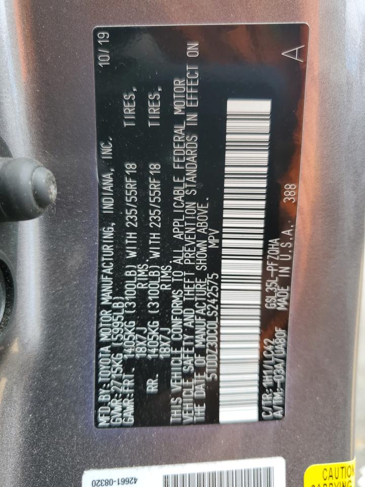 2020 Toyota Sienna Xle VIN: 5TDDZ3DC0LS242575 Lot: 54747655