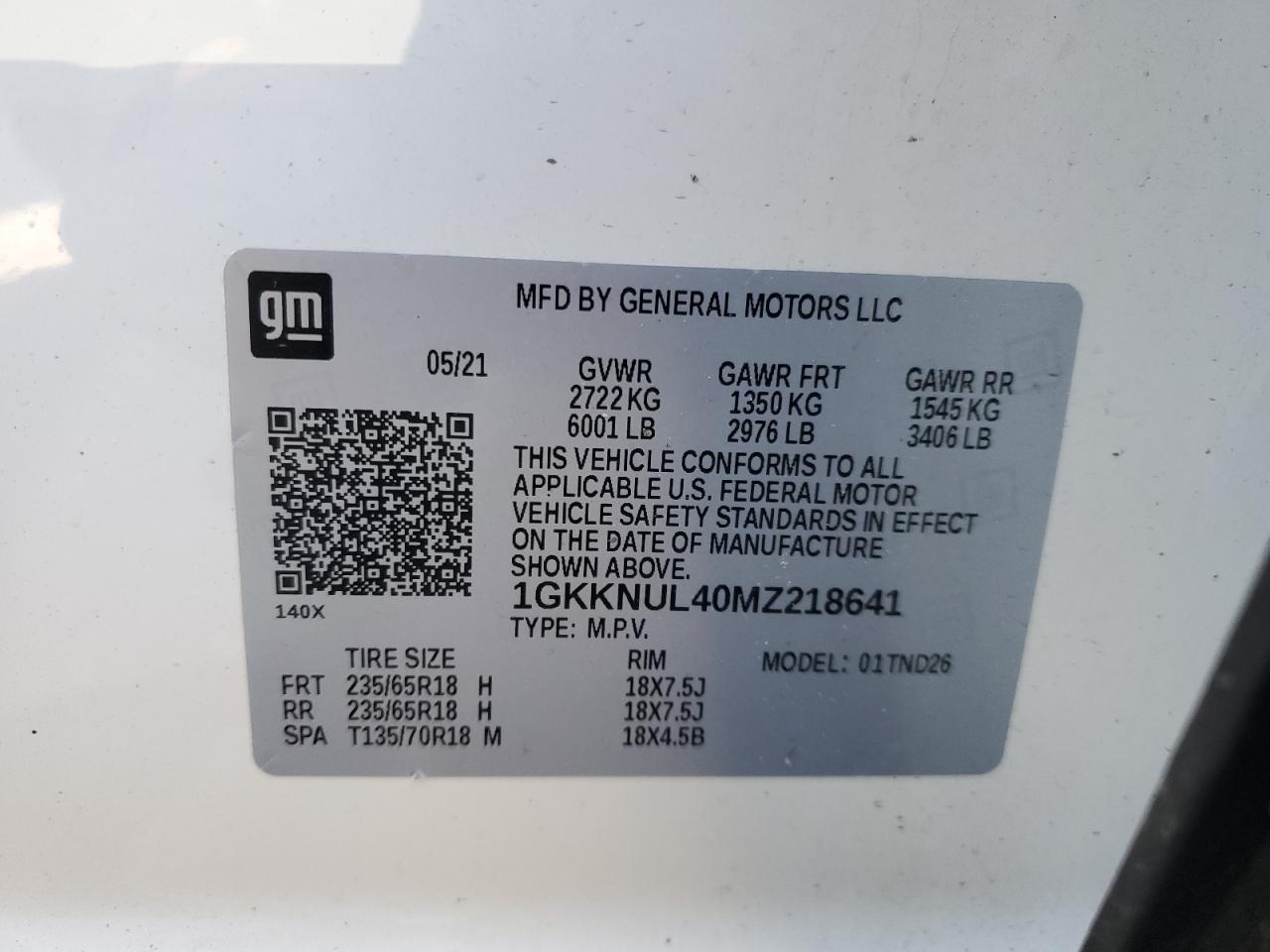 2021 GMC Acadia Slt VIN: 1GKKNUL40MZ218641 Lot: 52275245