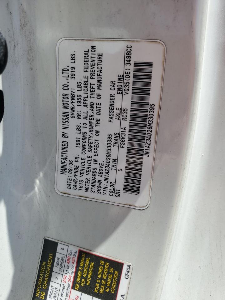2006 Nissan 350Z Coupe VIN: JN1AZ34D26M330395 Lot: 53369425