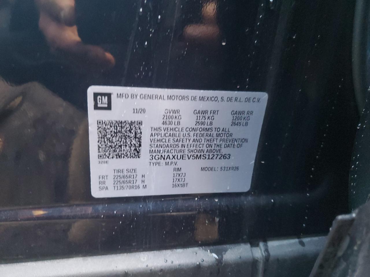 3GNAXUEV5MS127263 CHEVROLET EQUINOX 2021