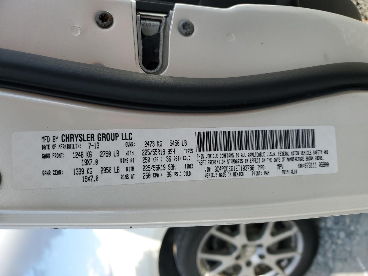 2014 Dodge Journey R/T VIN: 3C4PDCEG1ET103786 Lot: 52425275