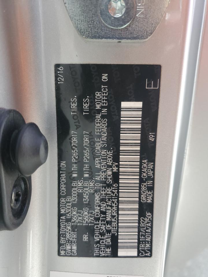 2017 Toyota 4Runner Sr5/Sr5 Premium VIN: JTEBU5JR9H5415416 Lot: 54247085