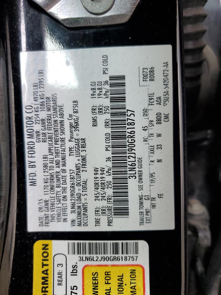 2016 Lincoln Mkz VIN: 3LN6L2J90GR618757 Lot: 53562765