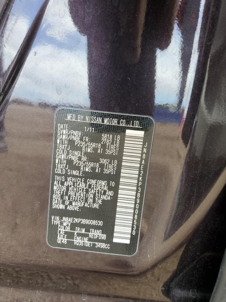 2011 Nissan Quest S VIN: JN8AE2KP3B9008530 Lot: 52897405