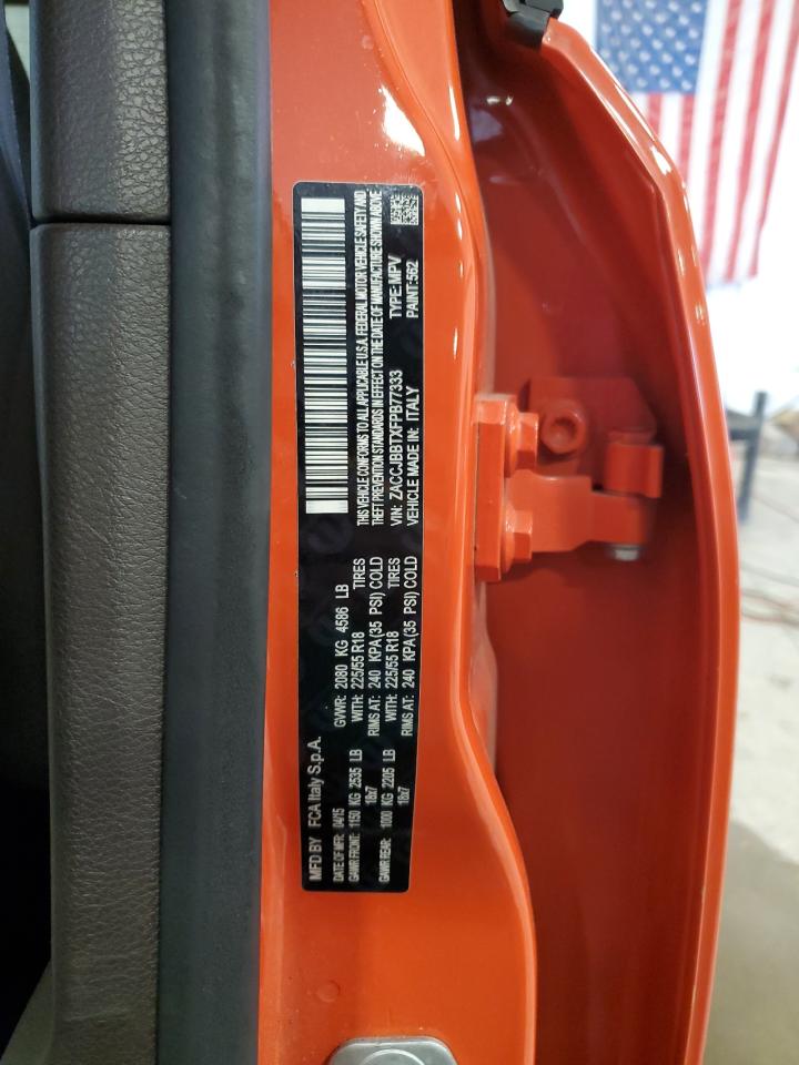 2015 Jeep Renegade Latitude VIN: ZACCJBBTXFPB77333 Lot: 55078695