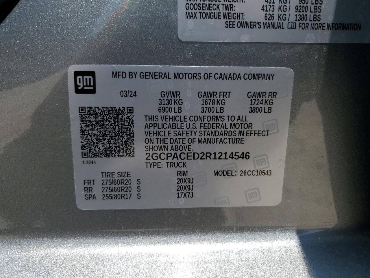 2GCPACED2R1214546 CHEVROLET ALL Models 2024