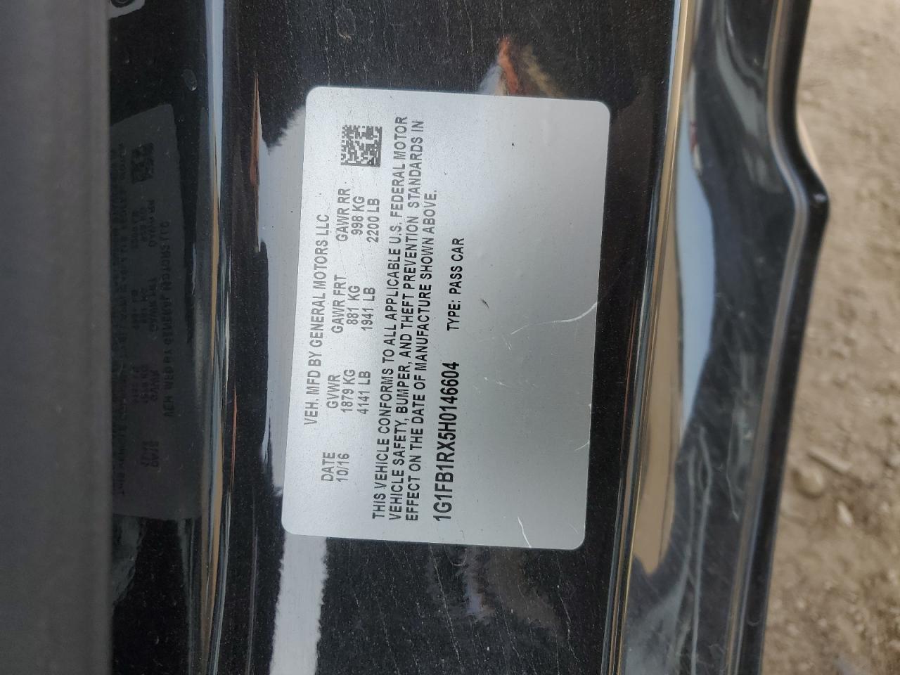 1G1FB1RX5H0146604 CHEVROLET CAMARO 2017