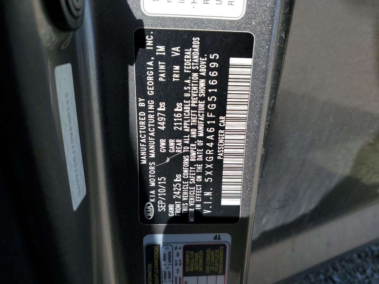 2015 Kia Optima Sx VIN: 5XXGR4A61FG516695 Lot: 54771365