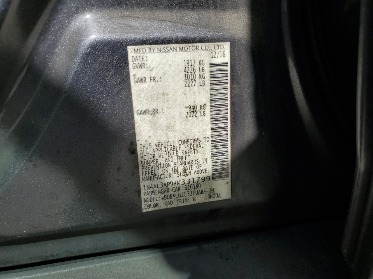 1N4AL3AP9HN331799 NISSAN ALTIMA 2017