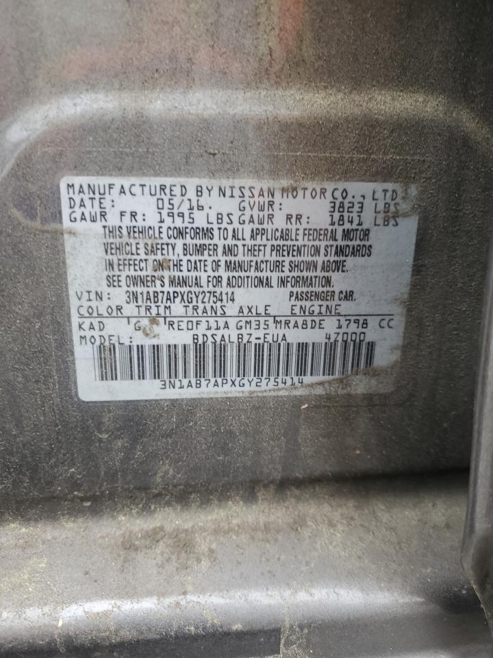 3N1AB7APXGY275414 NISSAN SENTRA 2016