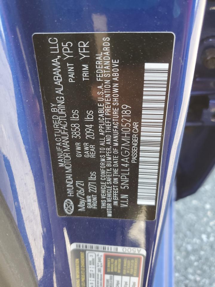 2021 Hyundai Elantra Se VIN: 5NPLL4AG7MH052189 Lot: 55026615
