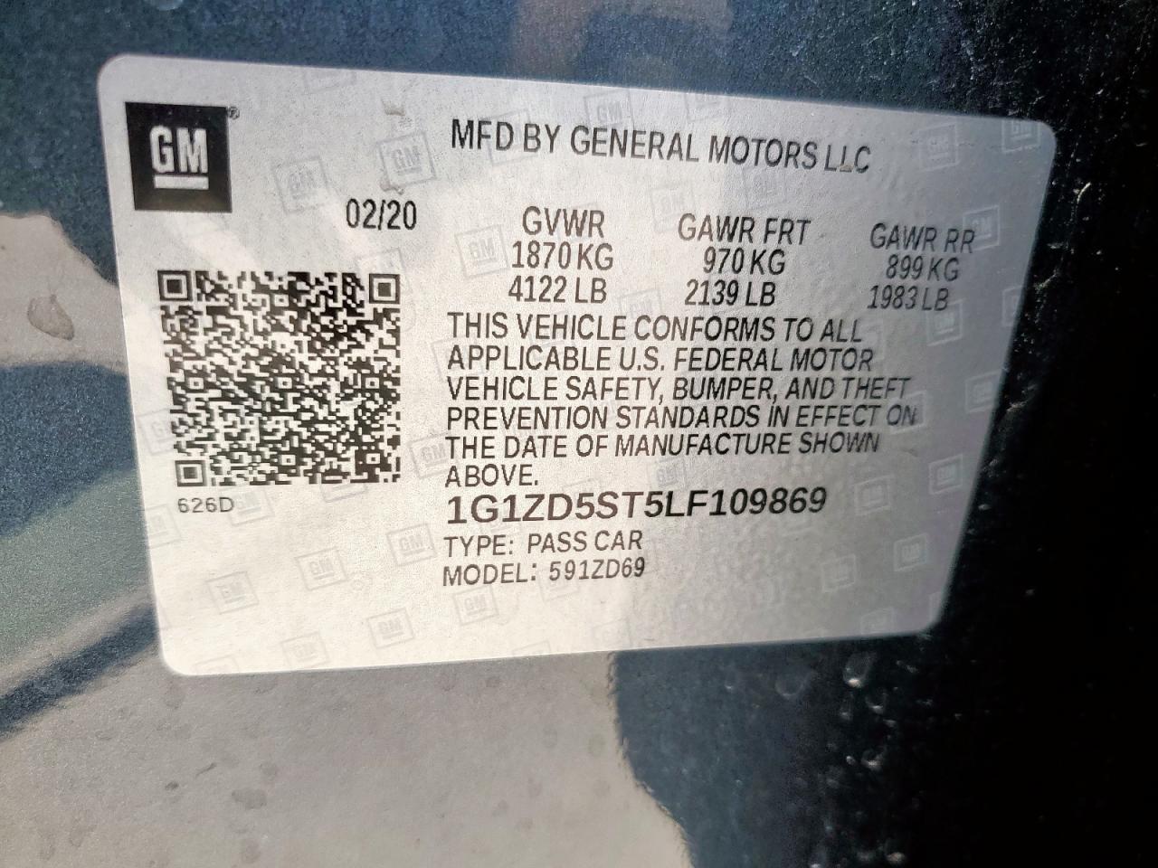 1G1ZD5ST5LF109869 CHEVROLET MALIBU 2020
