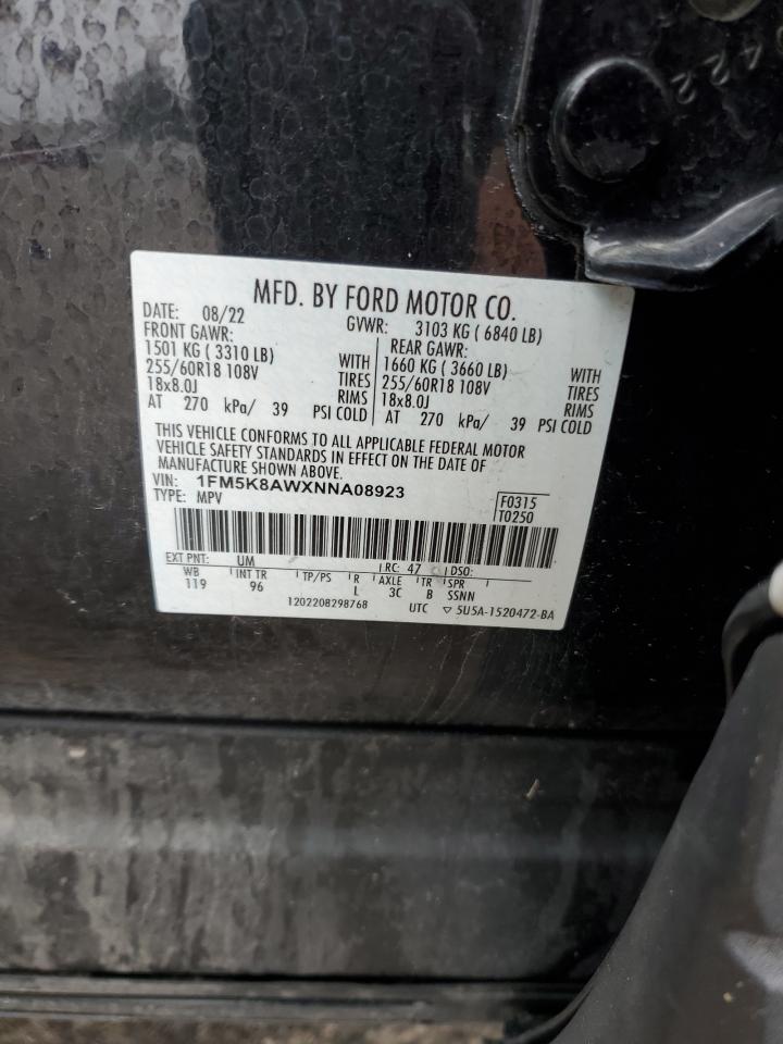 1FM5K8AWXNNA08923 FORD EXPLORER 2022